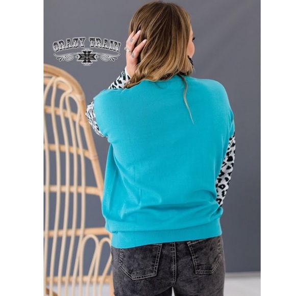 LAST 1 Crazy Train NWT Boutique Blue Cheetah top - Picture 5 of 9